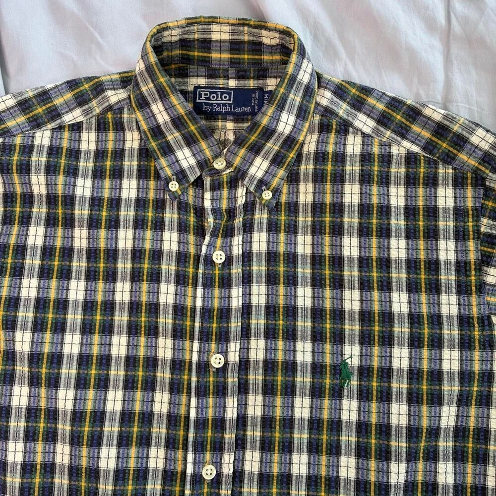 Polo Ralph Lauren Plaid Short Sleeve Button Up Shirt Men’s Medium Pony Logo